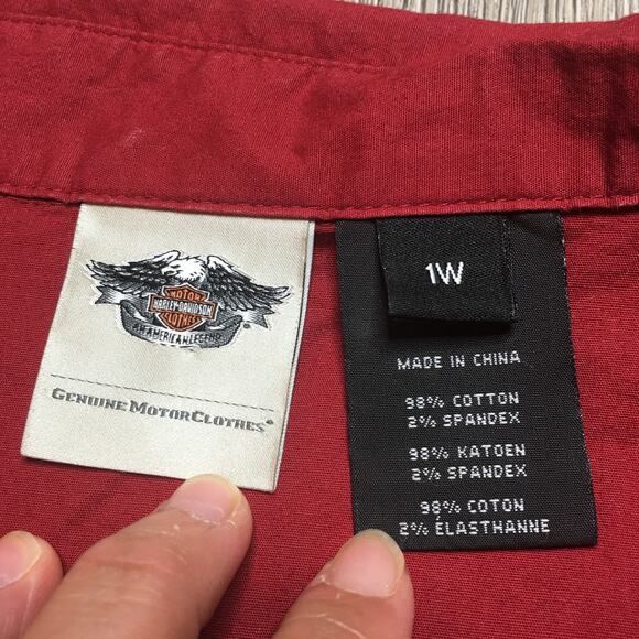 Harley Davidson Womens Zip Up Sequined Spell Out Logo Long Sleeve Top Red 1W - Picture 7 of 11